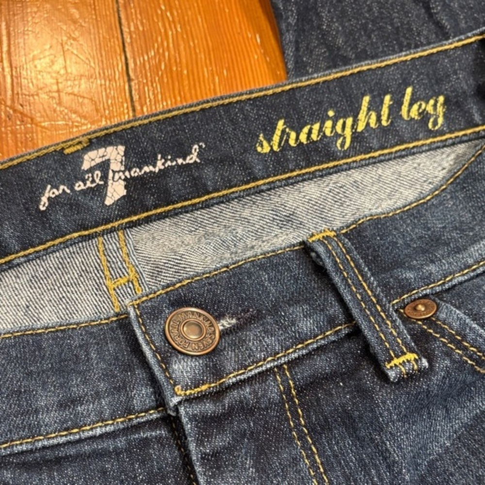 7 For All Mankind Straight Leg Jeans Dark Wash Pocket Size 24 - Picture 2 of 5